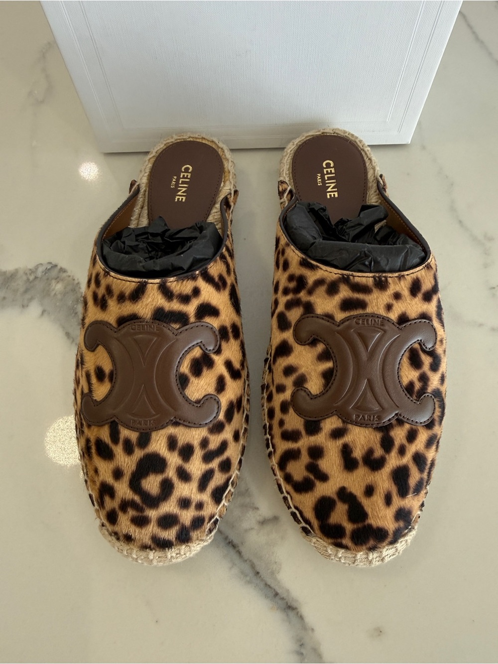 Celine Espadrille Leopard Mules